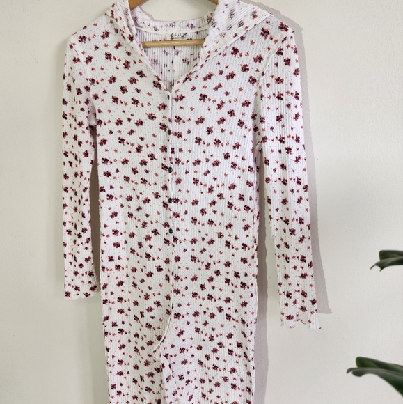 Free People Sleeping Overalls Flare Floral Comfy Women Size XS White Color - Picture 5 of 13